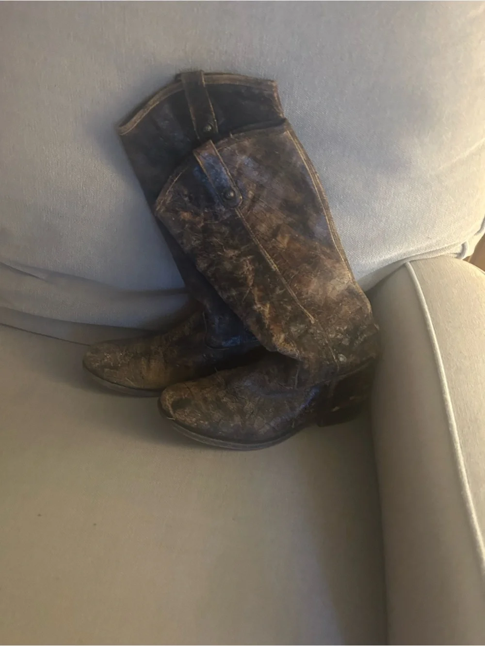 Frye Brown Distressed Leather Over-the-Knee Boots